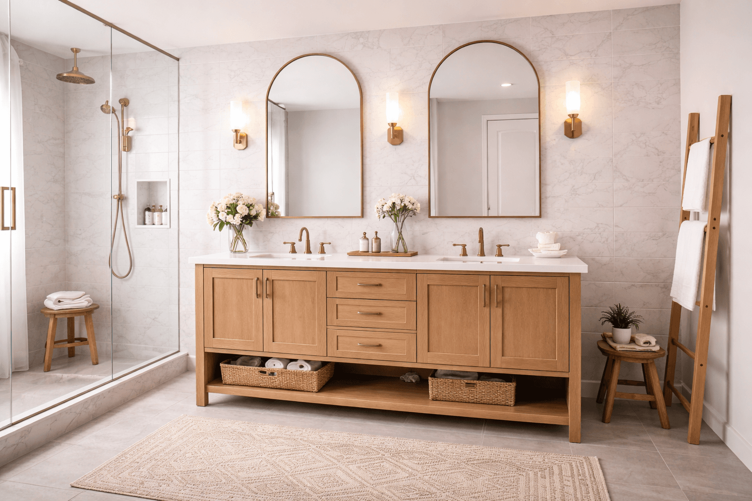 Luxury bathroom with double vanity